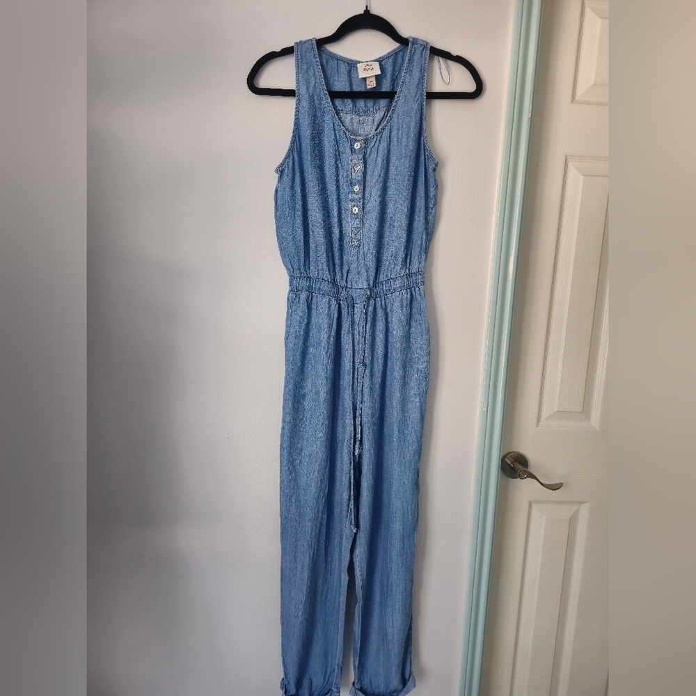 Knox Rose M Women's Jumpsuit Romper Blue Denim Tank Sleeveless Size Xs - Picture 6 of 12
